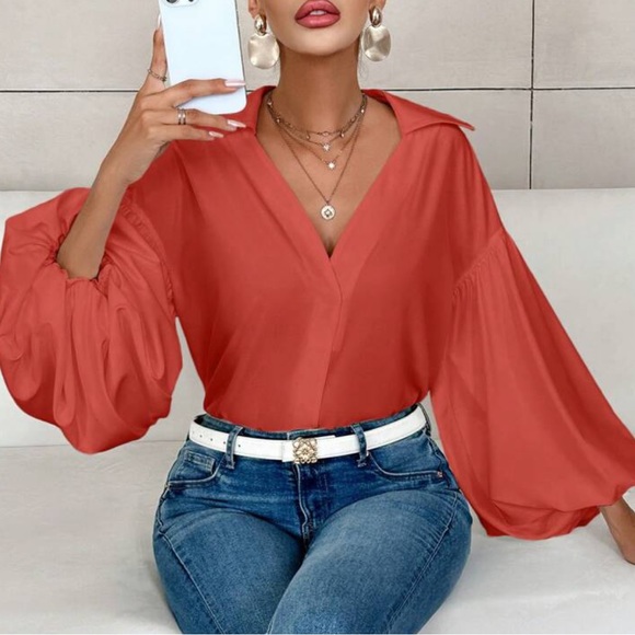 Luxe lantern sleeve blouse - Picture 2 of 15